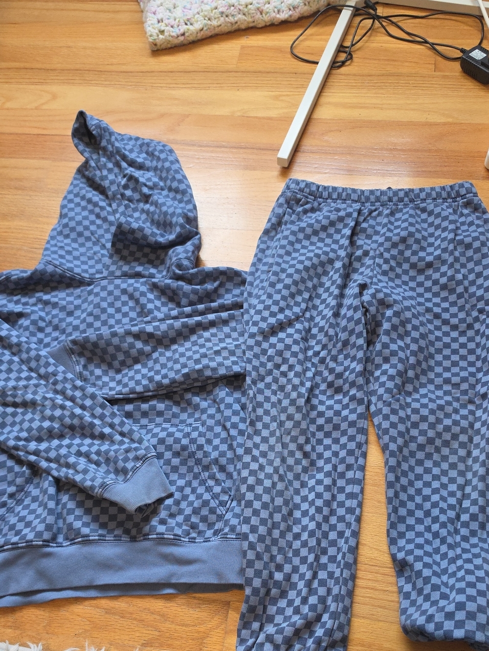 Crewcuts Blue Checkered Kids Track Hoodie & Joggers Set
